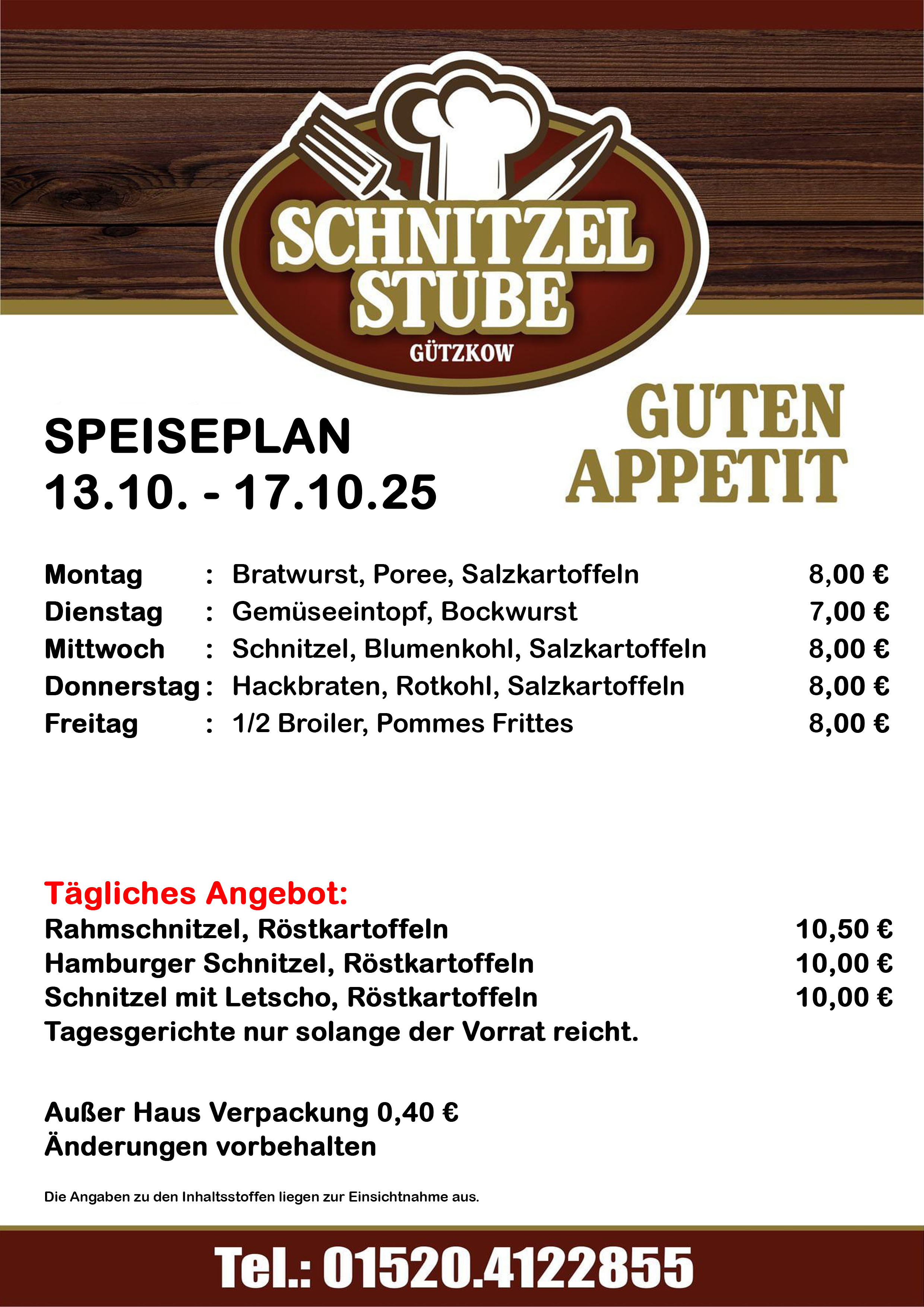 Speiseplan KW42 13.10