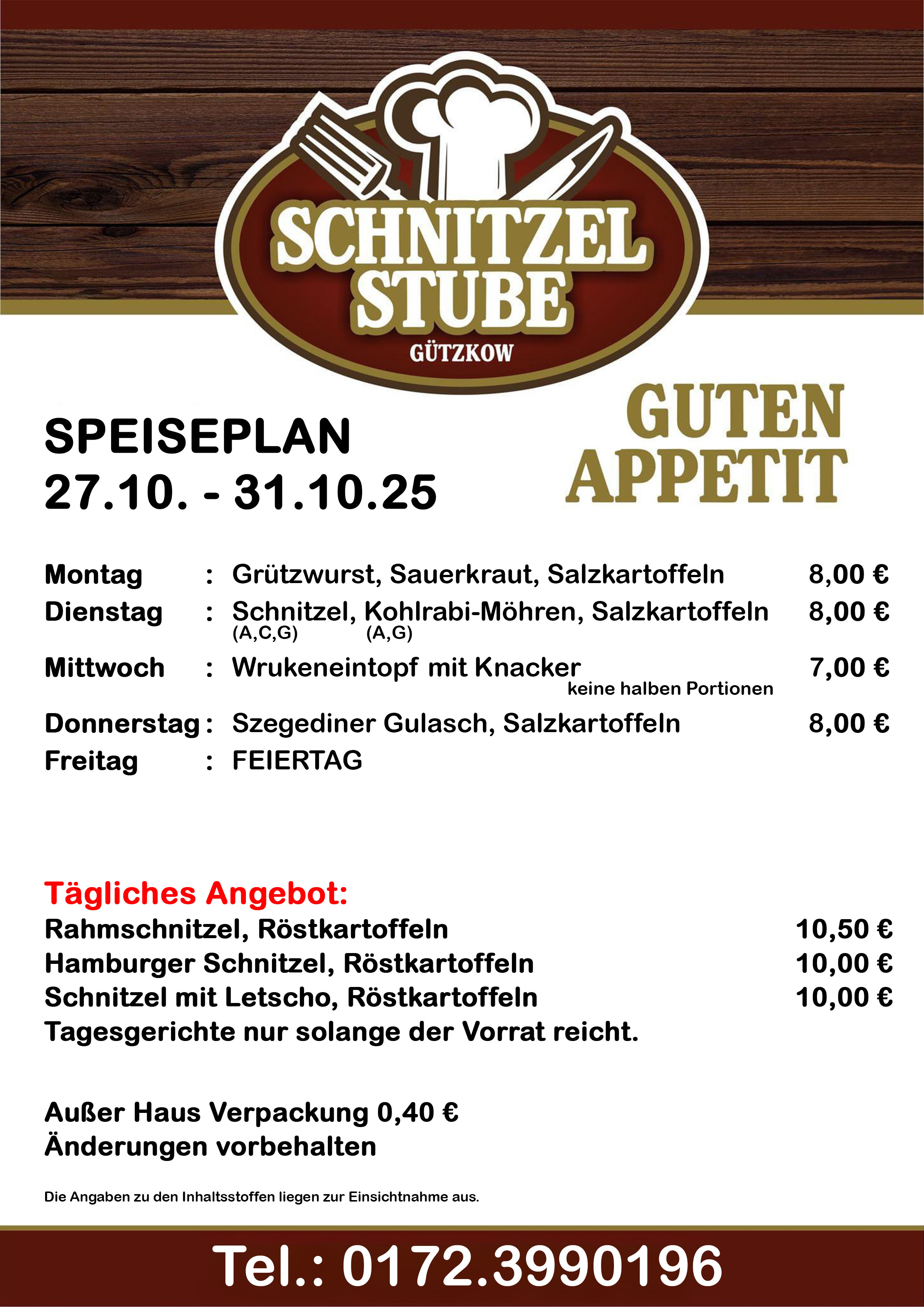 Speiseplan KW44 27.10